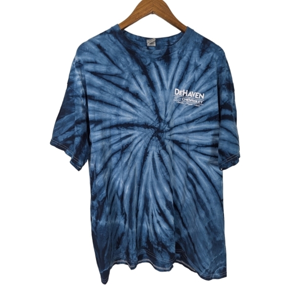 Vintage Other - VINTAGE Blue Tie Dye Cotton Chevrolet Car Tee Shirt 2XL